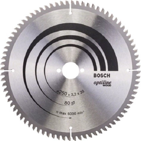 Bosch Optiline Δίσκος Κοπής Ξύλου με 80 Δόντια 250mm 2608640645 - Image 2