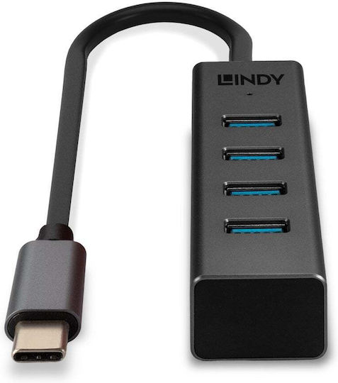 Lindy USB 3.2 Hub 4 Θυρών με σύνδεση USB-C Γκρι (43325) - Image 4