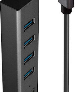 Alternative view of Lindy USB 3.2 Hub 4 Θυρών με σύνδεση USB-C Γκρι (43325)