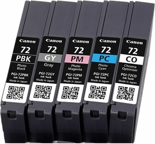 Canon PGI-72 Γνήσιο Πακέτο 5 Μελανιών Εκτυπωτή InkJet Photo Κυανό / Photo Ματζέντα / Photo Μαύρο / Γκρι / Chroma Optimizer (6403B007) - Image 3