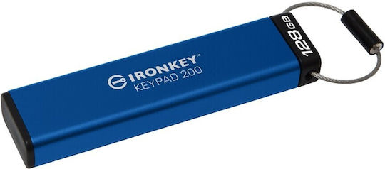 Kingston IronKey Keypad 128GB USB 3.2 Stick Μπλε - Image 2