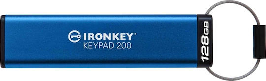 Kingston IronKey Keypad 128GB USB 3.2 Stick Μπλε - Image 3