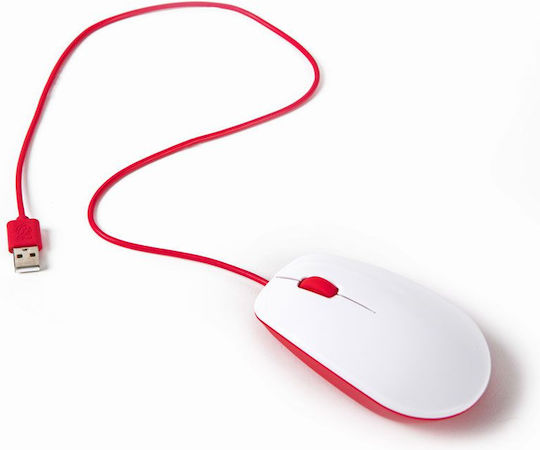 Raspberry Pi Mouse Ενσύρματο Ποντίκι Λευκό - Image 3