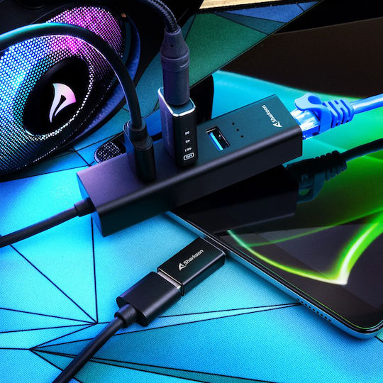 Sharkoon USB 3.2 Hub 4 Θυρών με σύνδεση USB-A / USB-C / Ethernet - Image 3