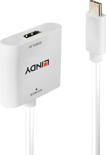 Lindy Μετατροπέας USB-C male σε HDMI female Λευκό 1τμχ 43339 - Image 2