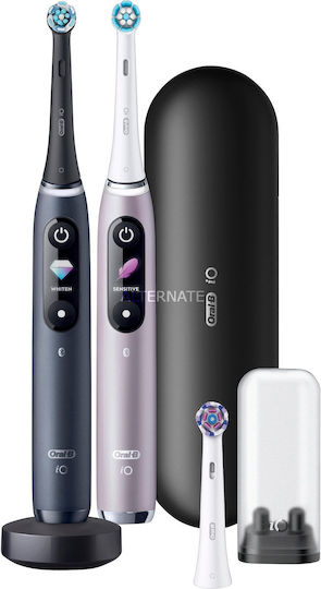 Oral-B iO Series 9 Duo Ηλεκτρική Οδοντόβουρτσα με Χρονομετρητή, Αισθητήρα Πίεσης και Θήκη Ταξιδίου Black Onyx / Rose Quartz Διπλή Συσκευασία - Image 2