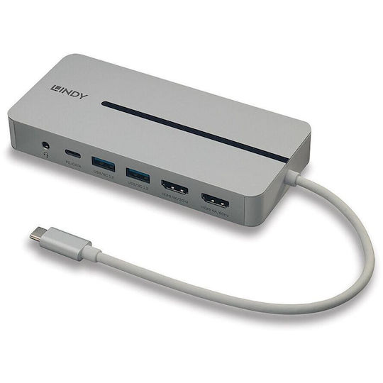 Lindy USB-C Docking Station με HDMI 4K PD Ethernet και συνδεση 2 Οθονών Γκρι (43360) - Image 2