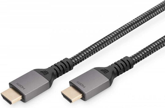 Digitus HDMI 2.1 Braided Cable HDMI male - HDMI male 1m Μαύρο DB-330200-020-S - Image 3