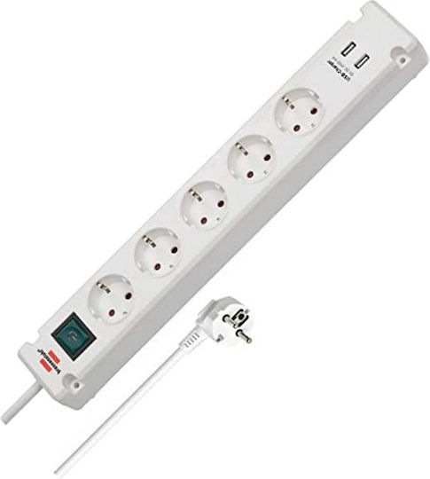 Brennenstuhl Πολύπριζο 5 Θέσεων με 2 USB-A, Διακόπτη και Καλώδιο 3m 1150660325 - Image 2