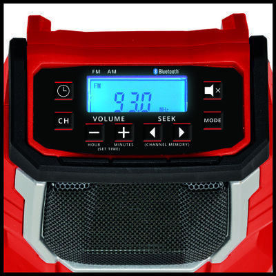 Einhell TC-RA 18 Li BT Solo Φορητό Ραδιόφωνο Επαναφορτιζόμενο με Bluetooth Κόκκινο - Image 3