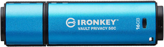 Kingston IronKey Vault Privacy 50 64GB USB 3.2 Stick με σύνδεση USB-C Μπλε - Image 2