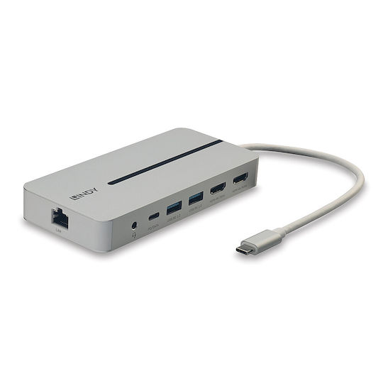 Lindy USB-C Docking Station με HDMI 4K PD Ethernet και συνδεση 2 Οθονών Γκρι (43360) - Image 3