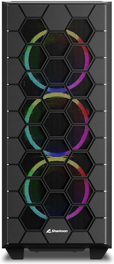 Sharkoon HEX Gaming Midi Tower Κουτί Υπολογιστή με Πλαϊνό Παράθυρο και RGB Φωτισμό Μαύρο - Image 2
