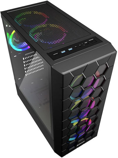 Sharkoon HEX Gaming Midi Tower Κουτί Υπολογιστή με Πλαϊνό Παράθυρο και RGB Φωτισμό Μαύρο - Image 3