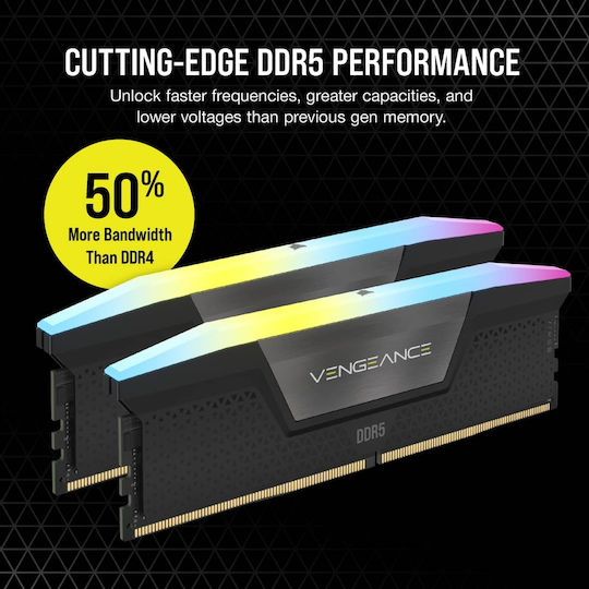 Corsair Vengeance 96GB DDR5 RAM με 2 Modules 2x48GB και Ταχύτητα 5600 για Desktop CMH96GX5M2B5600C40 - Image 3