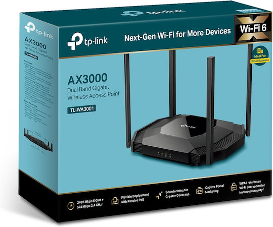 TP-LINK WA3001 v1 Access Point Wi‑Fi 6 Dual Band (2.4 & 5GHz) Μαύρο - Image 4