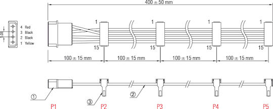 DeLock 4-Pin Molex - 15-Pin Sata Cable 0.4m Πολύχρωμο 60142 - Image 2
