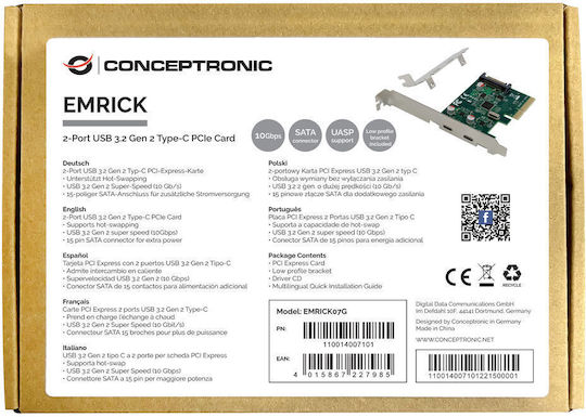 Conceptronic Κάρτα PCIe σε 2 θύρες Type-C (EMRICK07G) - Image 6