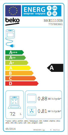 Beko BBIE11100B Φούρνος άνω Πάγκου 72lt Π59.4εκ. Μαύρος - Image 3
