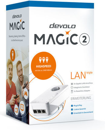 Devolo Magic 2 Lan Triple Powerline για Ενσύρματη Σύνδεση με Passthrough Πρίζα και 3 Θύρες Gigabit Ethernet - Image 2