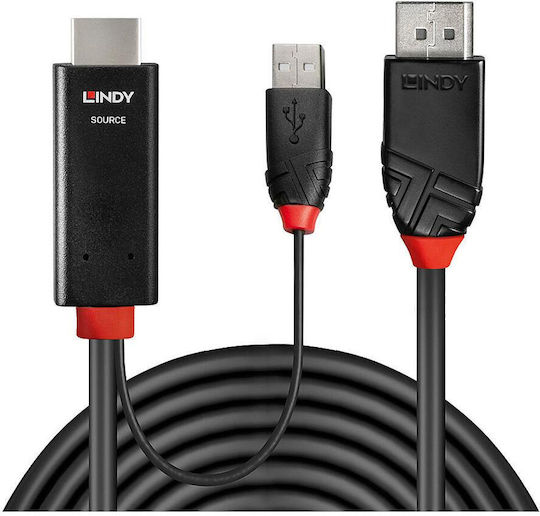Lindy Cable DisplayPort male - HDMI male 1m Μαύρο (41498) - Image 2