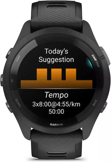 Garmin Forerunner 265 46mm Αδιάβροχο Smartwatch με Παλμογράφο (Black/Powder Gray) - Image 2
