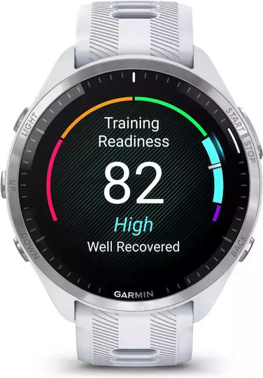 Garmin Forerunner 965 Titanium 47mm Αδιάβροχο Smartwatch με Παλμογράφο (Whitestone/Powder Grey)