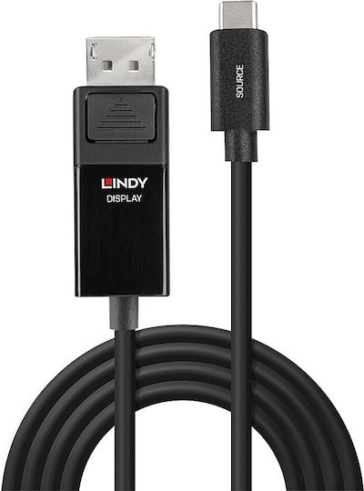 Lindy USB 2.0 Cable USB-C male - DisplayPort male Μαύρο 3m (43343) - Image 2