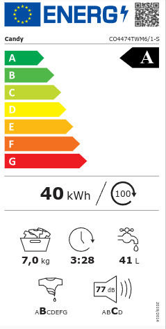 Candy Πλυντήριο Ρούχων 7kg 1400 Στροφών Quick & Clean CO4474TWM6/1-S - Image 9