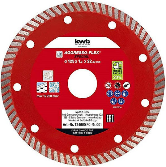 KWB Δίσκος Κοπής Δομικών Υλικών 125mm 724550