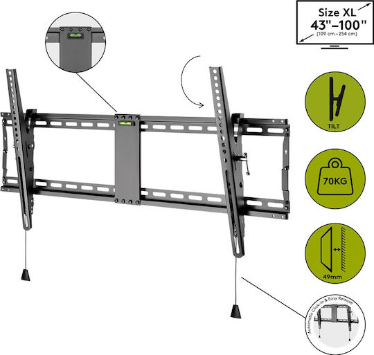 Goobay Pro TILT XL Βάση Τηλεόρασης Τοίχου έως 100" και 70kg - Image 5
