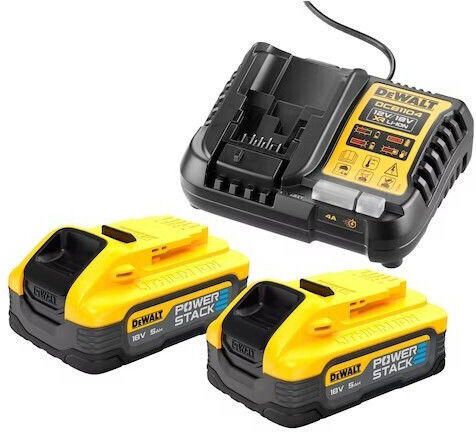 Dewalt Σετ 2 Μπαταριών Εργαλείου 18V Χωρητικότητας 5Ah με Φορτιστή PowerStack - Image 2