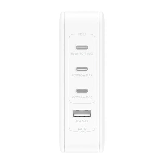 Belkin US socket Φορτιστής Χωρίς Καλώδιο με Θύρα USB-A και 3 Θύρες USB-C 140W Λευκός (WCH014BTWH) - Image 2