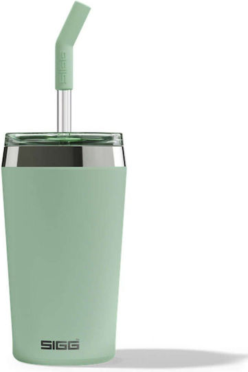Sigg Ποτήρι Θερμός Ανοξείδωτο 450ml Πράσινο με Καλαμάκι 6015.10