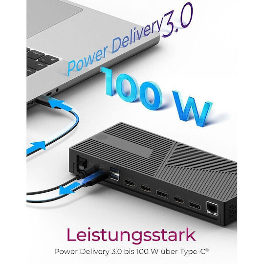 Icy Box USB-C Docking Station με HDMI/DisplayPort 4K PD Ethernet Μαύρο (IB-DK2246AC) - Image 2