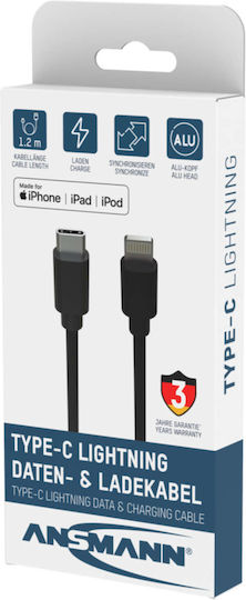 Ansmann USB-C to Lightning Cable 60W Μαύρο 0.12m (1700-0106) - Image 2