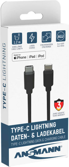 Ansmann USB-C to Lightning Cable 60W Μαύρο 0.12m (1700-0106) - Image 3