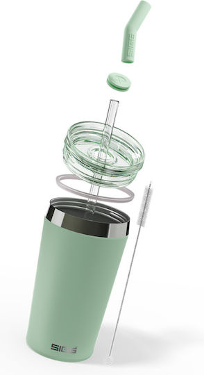 Sigg Ποτήρι Θερμός Ανοξείδωτο 450ml Πράσινο με Καλαμάκι 6015.10 - Image 2