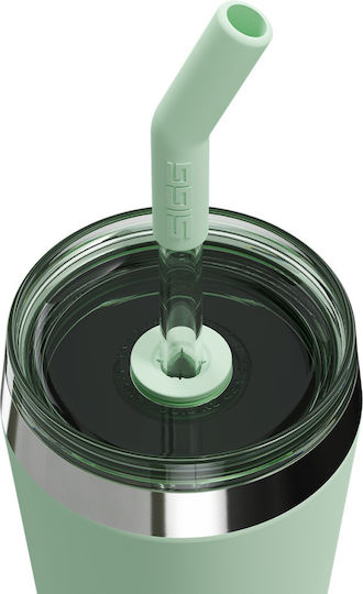 Sigg Ποτήρι Θερμός Ανοξείδωτο 450ml Πράσινο με Καλαμάκι 6015.10 - Image 3
