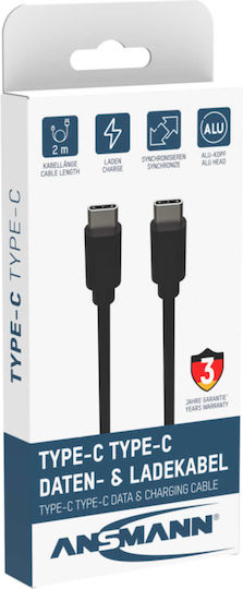 Ansmann USB 2.0 Cable USB-C male - USB-C 60W Μαύρο 2m (1700-0122) - Image 2
