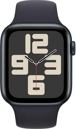 Apple Watch SE 2023 Cellular Aluminium 44mm Αδιάβροχο με eSIM και Παλμογράφο (Midnight με Midnight Sport Band (M/L)) - Image 2