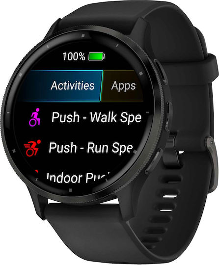 Garmin Venu 3 Stainless Steel 45mm Αδιάβροχο Smartwatch με Παλμογράφο (Slate Bezel With Black Silicone Band) - Image 2
