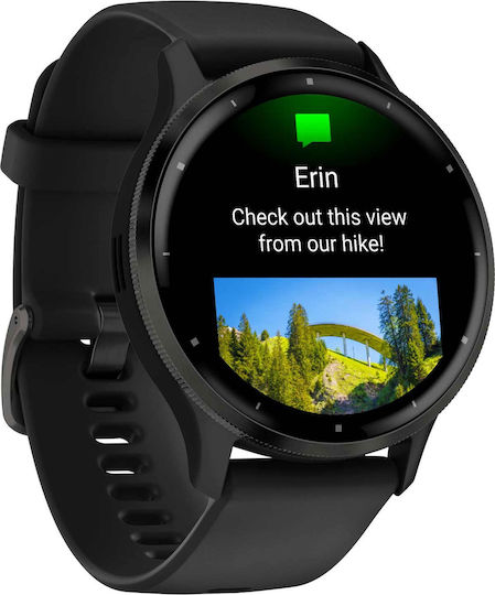 Garmin Venu 3 Stainless Steel 45mm Αδιάβροχο Smartwatch με Παλμογράφο (Slate Bezel With Black Silicone Band) - Image 3