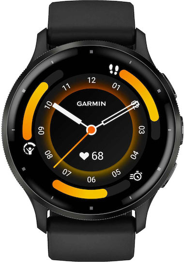 Garmin Venu 3 Stainless Steel 45mm Αδιάβροχο Smartwatch με Παλμογράφο (Slate Bezel With Black Silicone Band) - Image 4