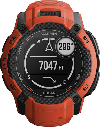 Garmin Instinct 2X Solar 50mm Αδιάβροχο Smartwatch με Παλμογράφο (Flame Red) - Image 2