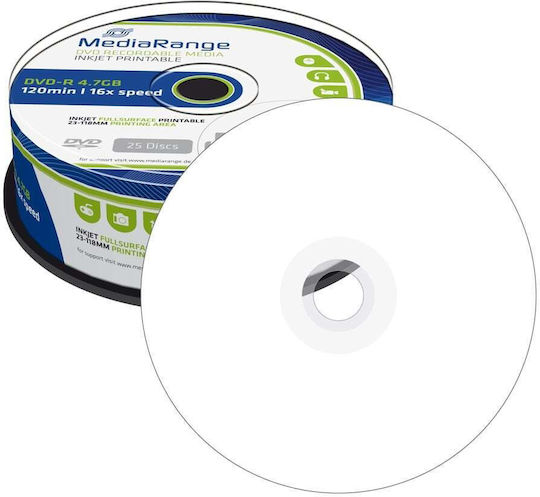 MediaRange Εγγράψιμα DVD-R 16x Printable 4.7GB Cake Box 25τμχ (MR407) - Image 3