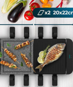 Alternative view of Cecotec Cheese&grill 16000 Inox Mixgrill Επιτραπέζια Ηλεκτρική Ψησταριά Raclette Λείας και Αυλακωτής Πλάκας 1400W Ανοξείδωτη με Ρυθμιζόμενο Θερμοστάτη 22x20εκ. 03225
