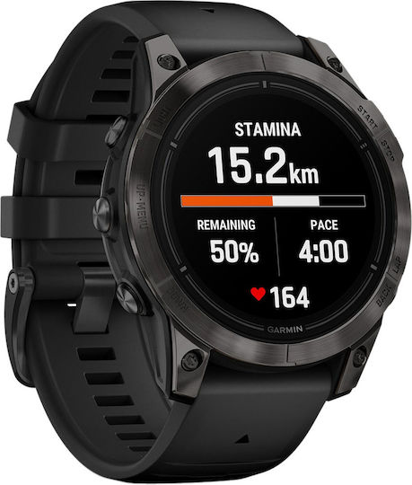 Garmin Epix Pro (Gen 2) Sapphire Edition Titanium 47mm Αδιάβροχο Smartwatch με Παλμογράφο (Carbon Grey DLC Titanium with Black Band) - Image 2