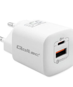 Qoltec Φορτιστής Χωρίς Καλώδιο με Θύρα USB-A και Θύρα USB-C 35W Power Delivery / Quick Charge 3.0 Λευκός (50763)