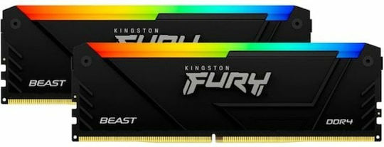 Kingston Fury Beast RGB DDR4 με Module 1x8GB και Ταχύτητα 3200 για Desktop KF432C16BB2A/8 - Image 2